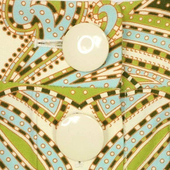 J. Crew Skirt Ivory Green Blue Paisley Pockets 2 - Picture 7 of 12